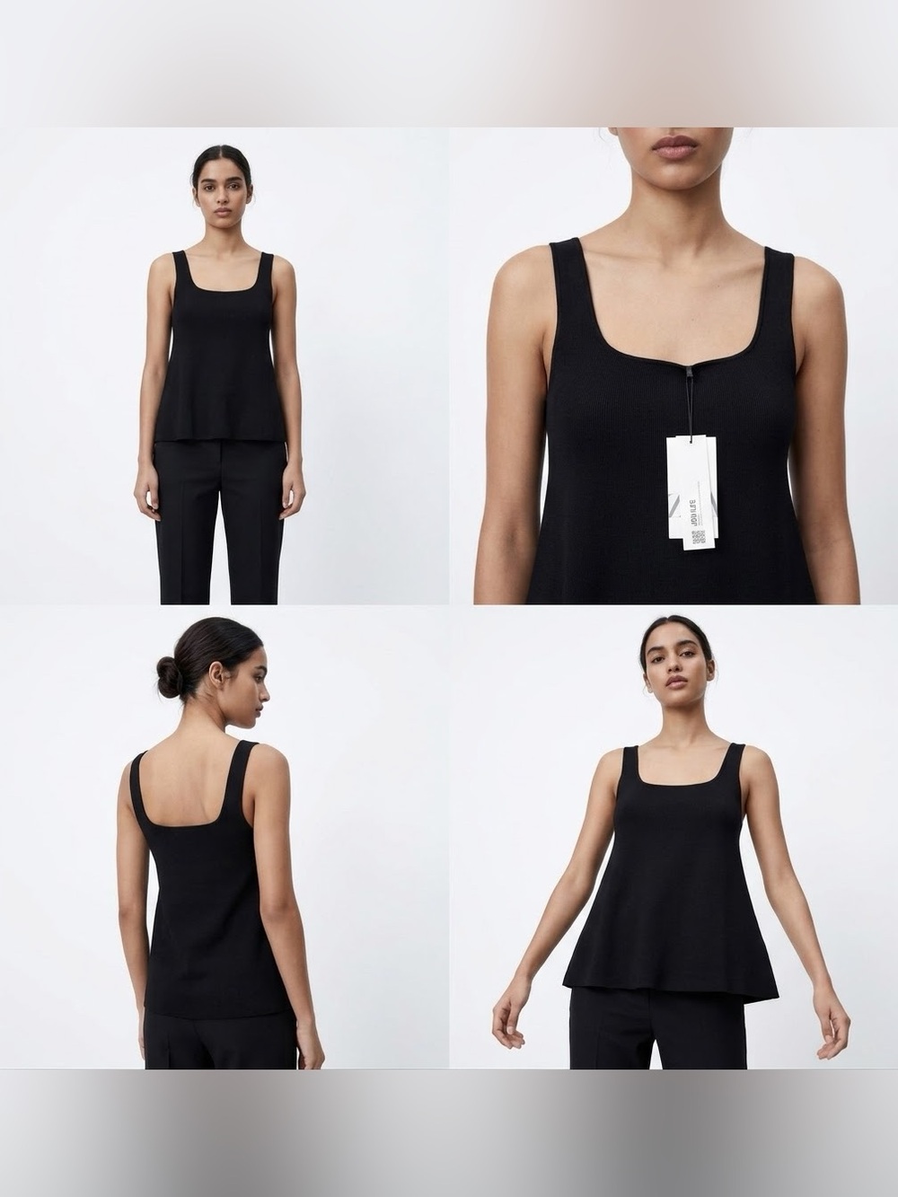 Zara Black Square-Neck A-Line Tank Top/ winter